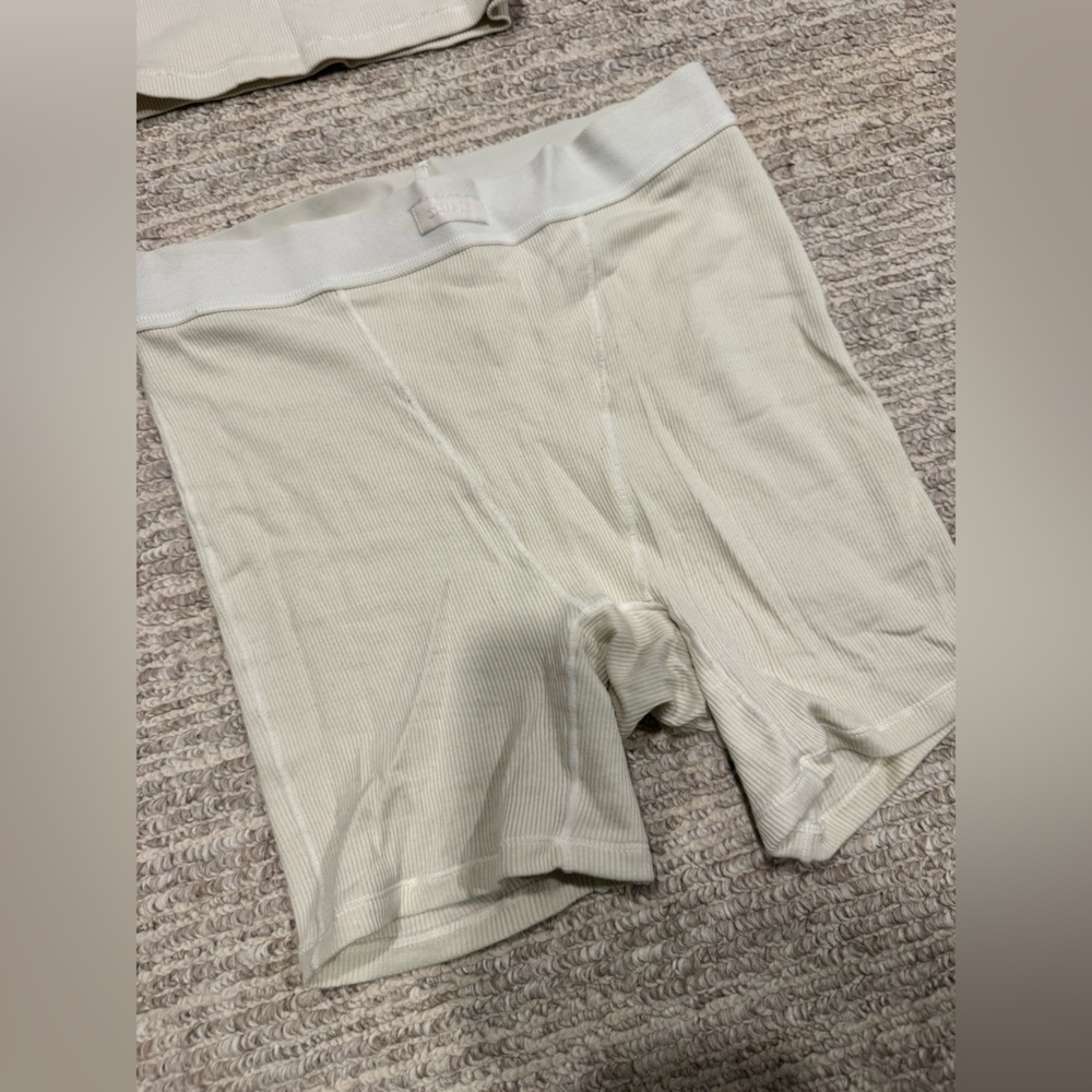 Skims Bone Cotton Rib Tank & Boy Short Set - Picture 5 of 11